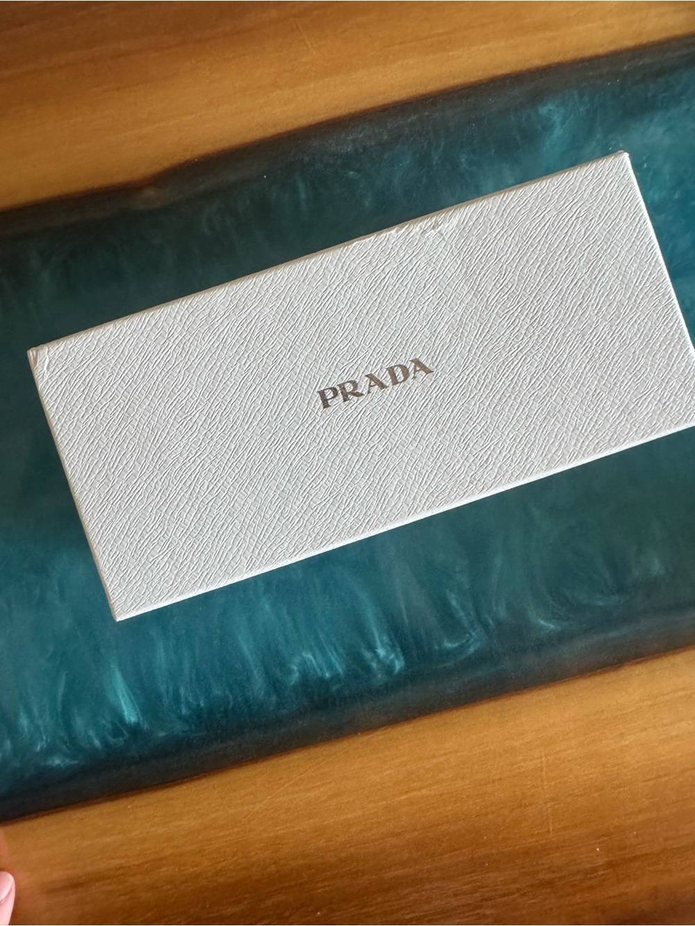 Prada White Textured Sunglasses Box with Metallic Logo